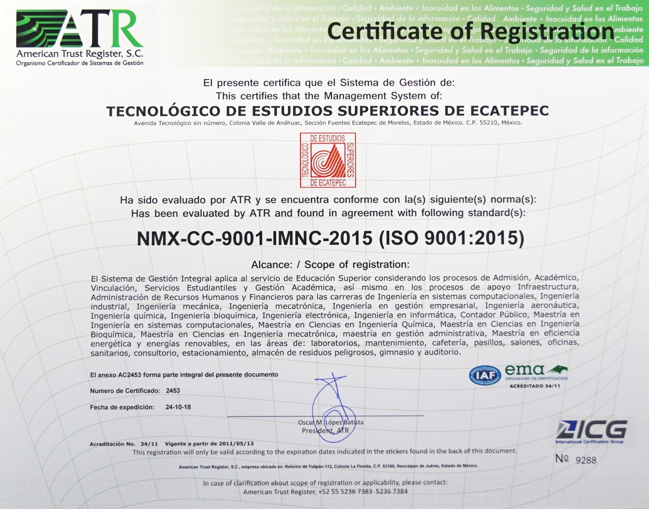 Certificado de Calidad