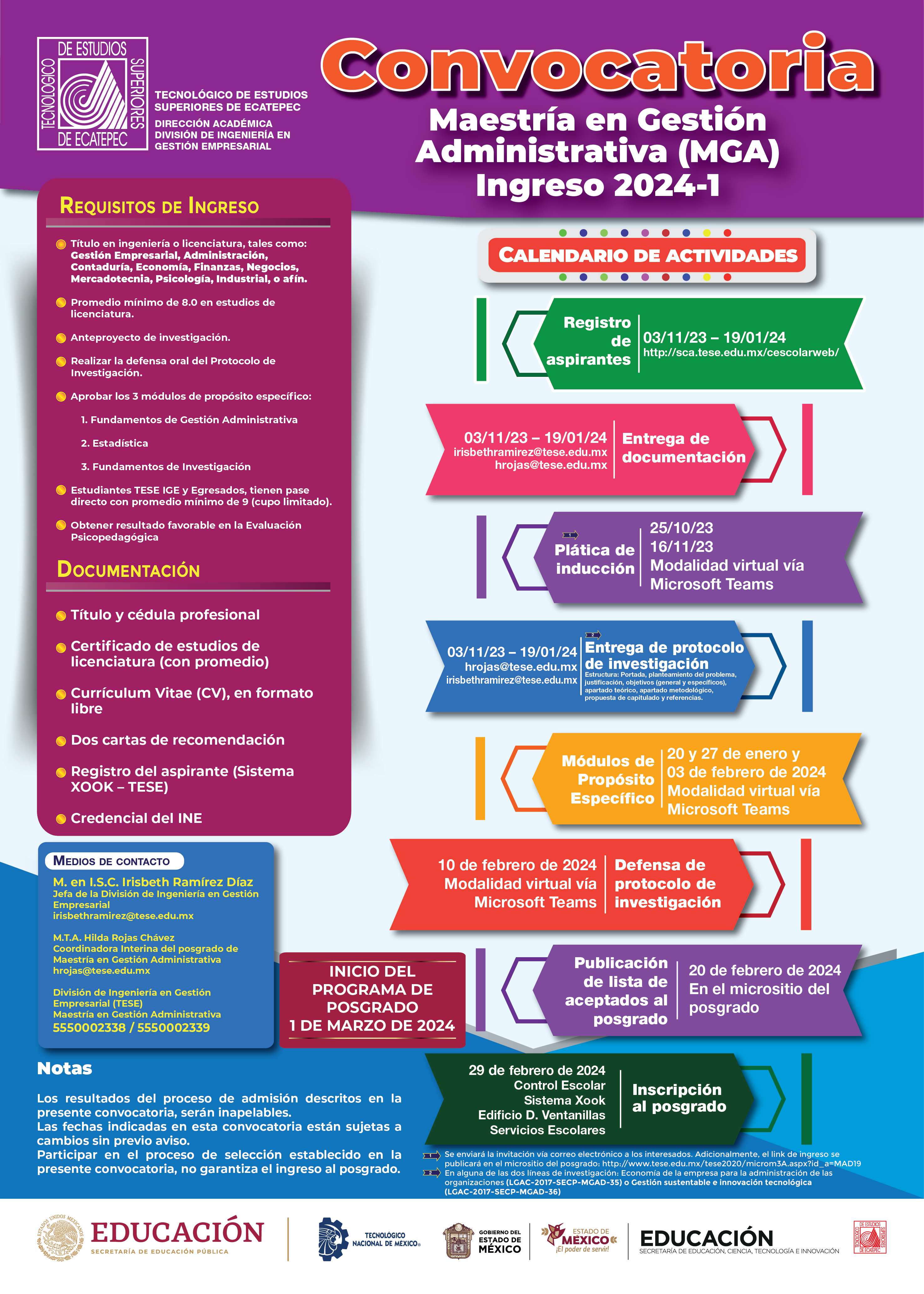 Convocatoria Maestría en Gestión Administrativa (MGA) 2024-1