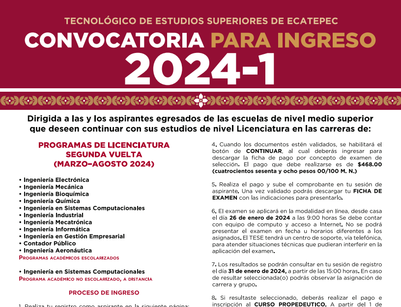 Convocatoria Licenciatura 2024-1