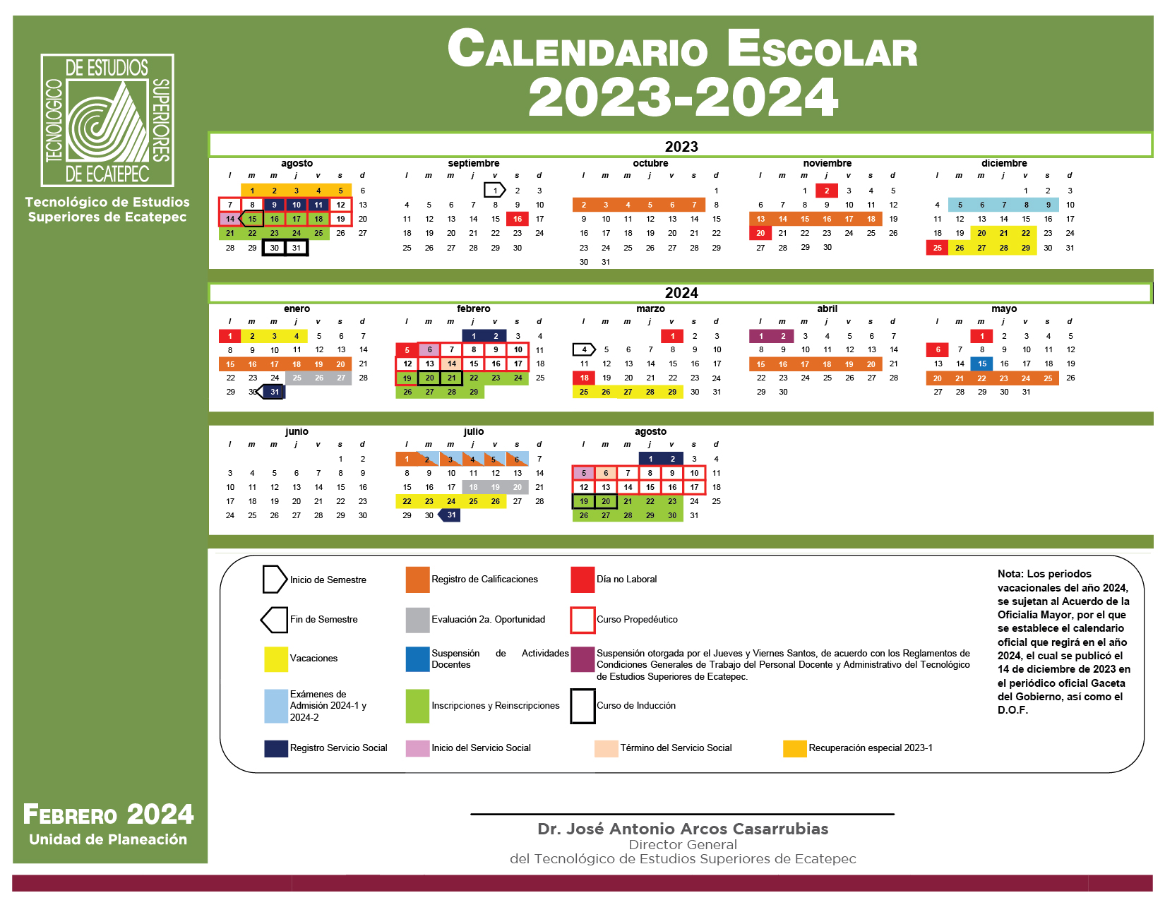 Calendario 2023-2024.