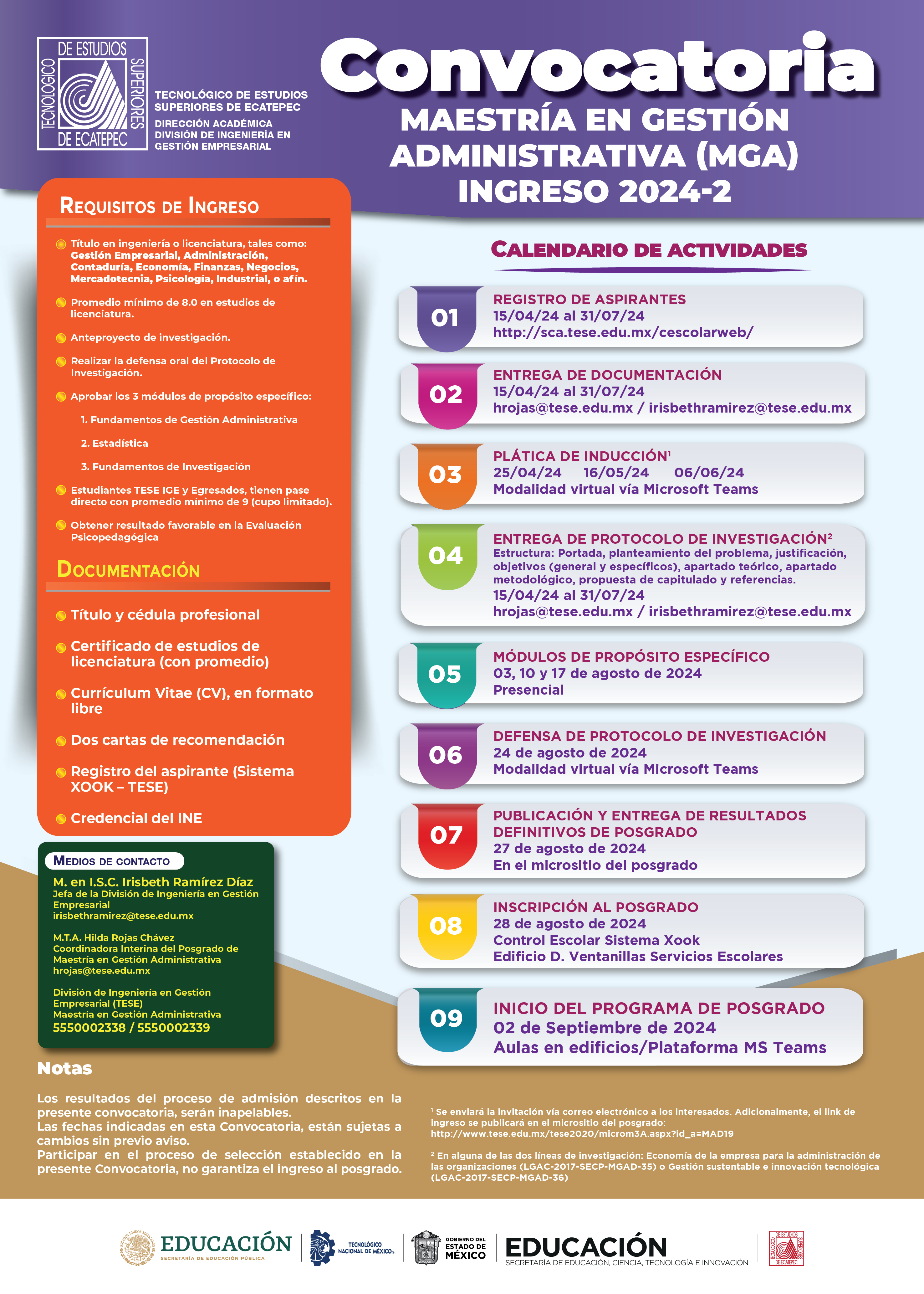 Convocatoria de ingreso 2024-2